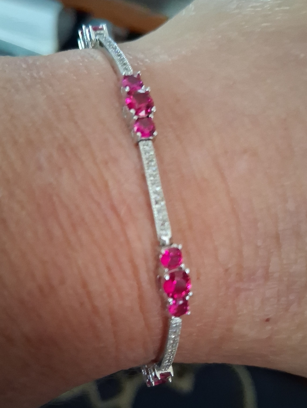 Sterling Silver RUBY Tennis Bracelet 7"